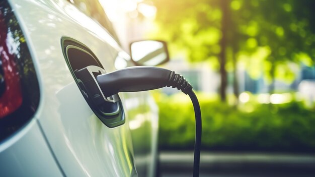 Carregador de carro elétrico em ambiente sustentável